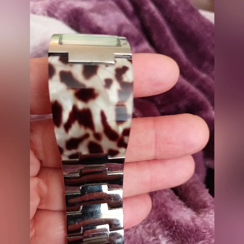 Betsey Johnson Animal print silver tone women's watch